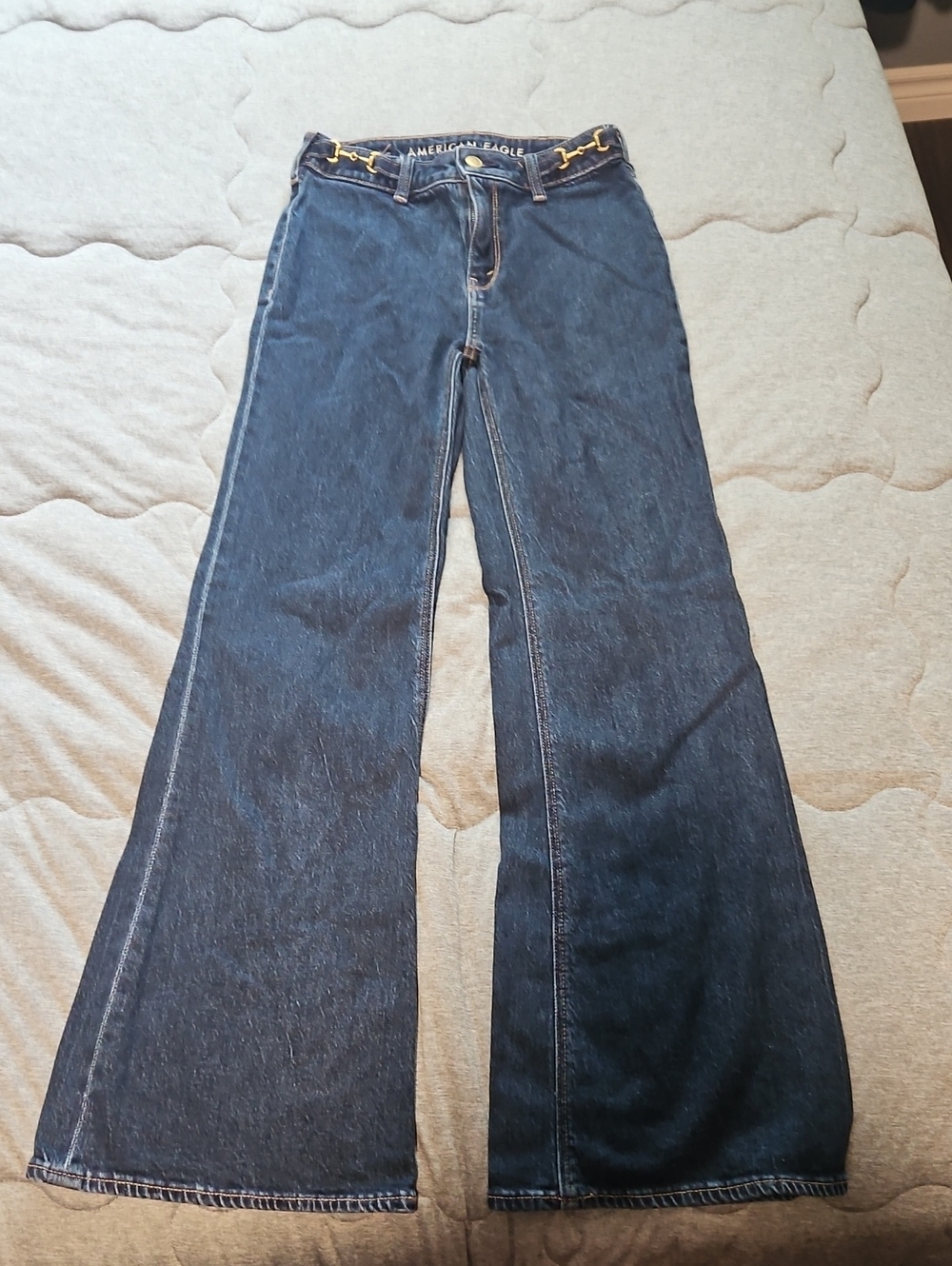 96. American Eagle Outfitters Navy Wide Leg High-Rise Jeans